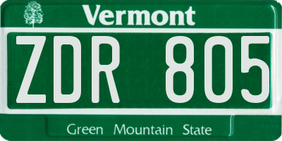 VT license plate ZDR805