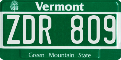 VT license plate ZDR809