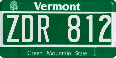 VT license plate ZDR812