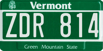 VT license plate ZDR814