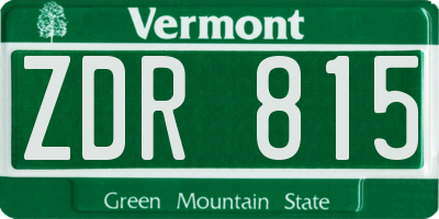 VT license plate ZDR815