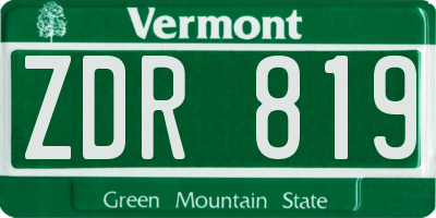 VT license plate ZDR819