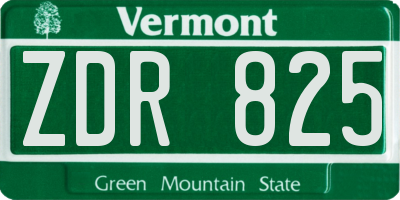 VT license plate ZDR825