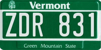 VT license plate ZDR831