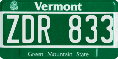 VT license plate ZDR833