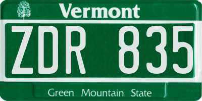 VT license plate ZDR835