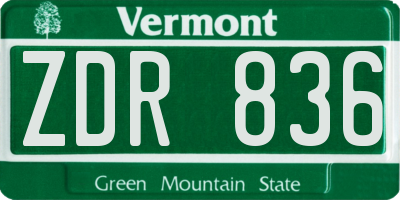 VT license plate ZDR836