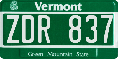 VT license plate ZDR837
