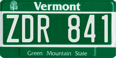 VT license plate ZDR841
