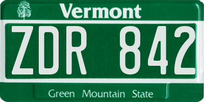 VT license plate ZDR842