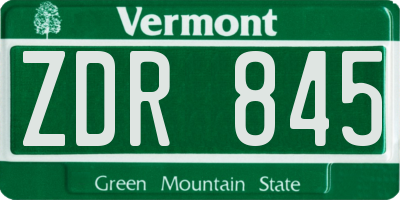 VT license plate ZDR845
