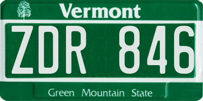 VT license plate ZDR846