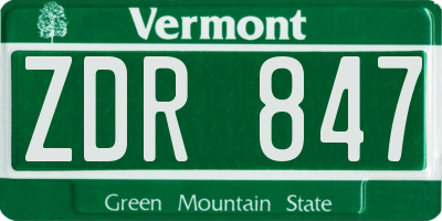 VT license plate ZDR847
