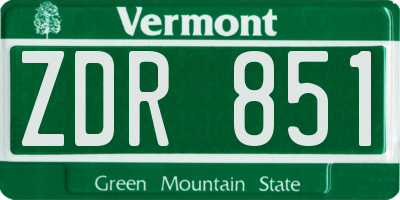 VT license plate ZDR851