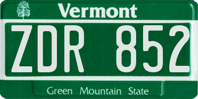 VT license plate ZDR852