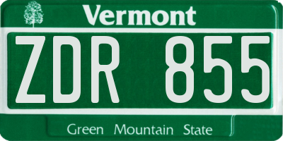 VT license plate ZDR855