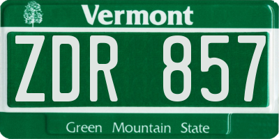 VT license plate ZDR857