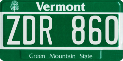 VT license plate ZDR860
