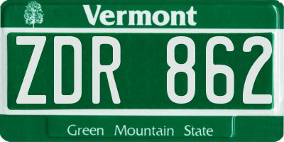 VT license plate ZDR862