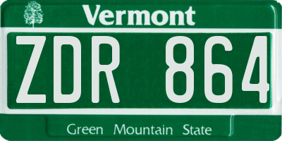 VT license plate ZDR864