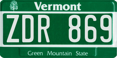 VT license plate ZDR869