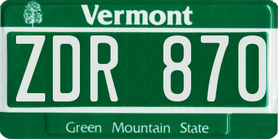 VT license plate ZDR870