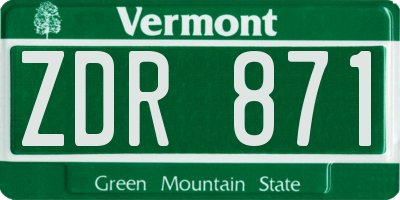 VT license plate ZDR871