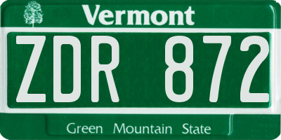 VT license plate ZDR872