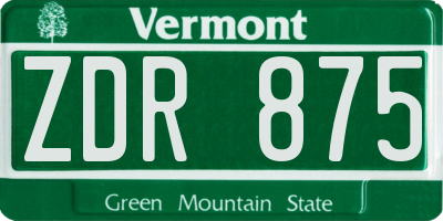 VT license plate ZDR875