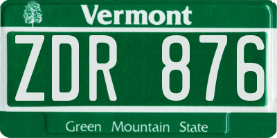 VT license plate ZDR876