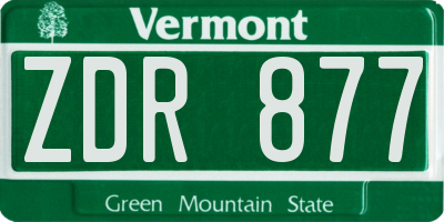 VT license plate ZDR877