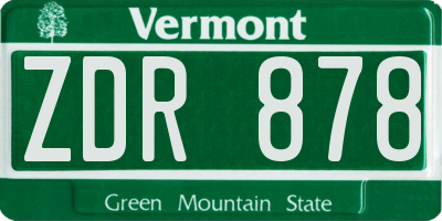 VT license plate ZDR878