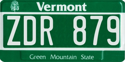 VT license plate ZDR879