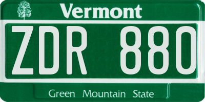 VT license plate ZDR880