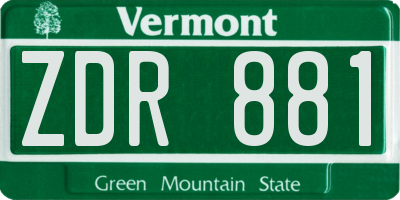 VT license plate ZDR881