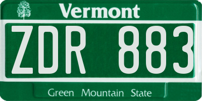 VT license plate ZDR883