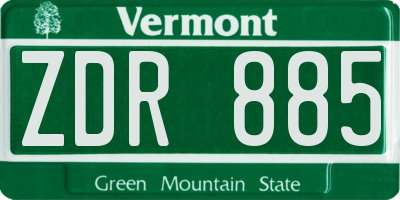 VT license plate ZDR885
