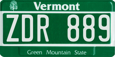 VT license plate ZDR889