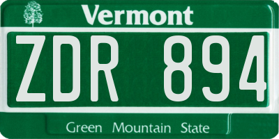 VT license plate ZDR894
