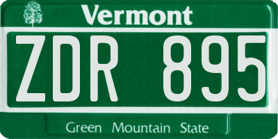 VT license plate ZDR895
