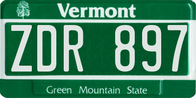 VT license plate ZDR897