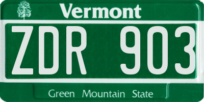 VT license plate ZDR903