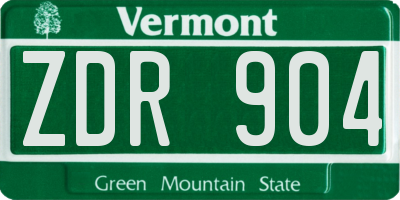 VT license plate ZDR904