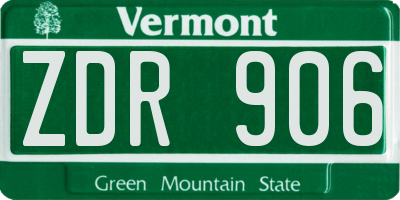 VT license plate ZDR906