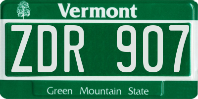 VT license plate ZDR907