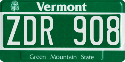 VT license plate ZDR908