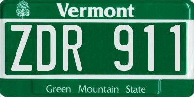 VT license plate ZDR911
