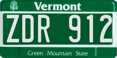 VT license plate ZDR912