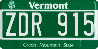 VT license plate ZDR915