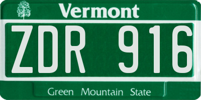 VT license plate ZDR916